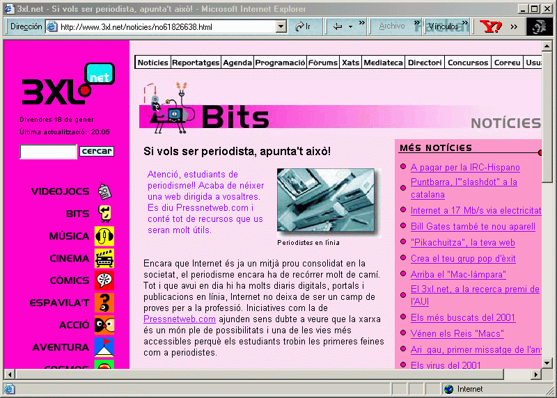 3XL.net  (18-01-2002) A / Pulse Aqu para Visitar su Web