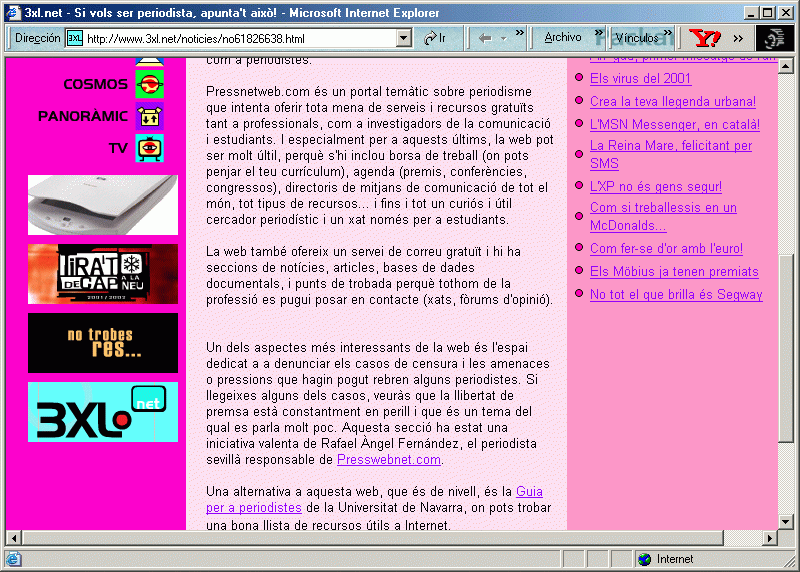 3XL.net  (18-01-2002) B / Pulse Aqu para Visitar su Web
