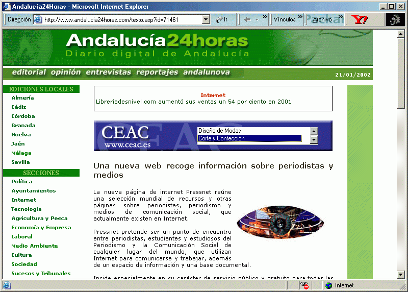 Andaluca24horas (20-01-2002) A / Pulse Aqu para Visitar su Web