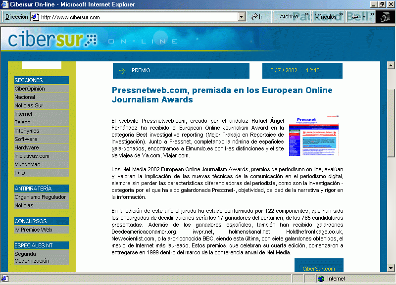 CiberSur (Interior) (8 de Julio de 2002) / Pulse Aqu para Visitar su Web