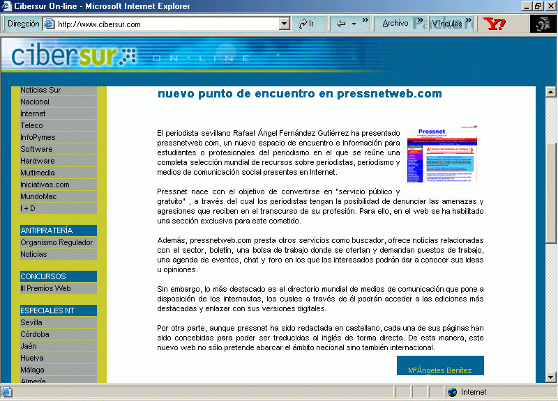 CiberSur (16-01-2002) B / Pulse Aqu para Visitar su Web