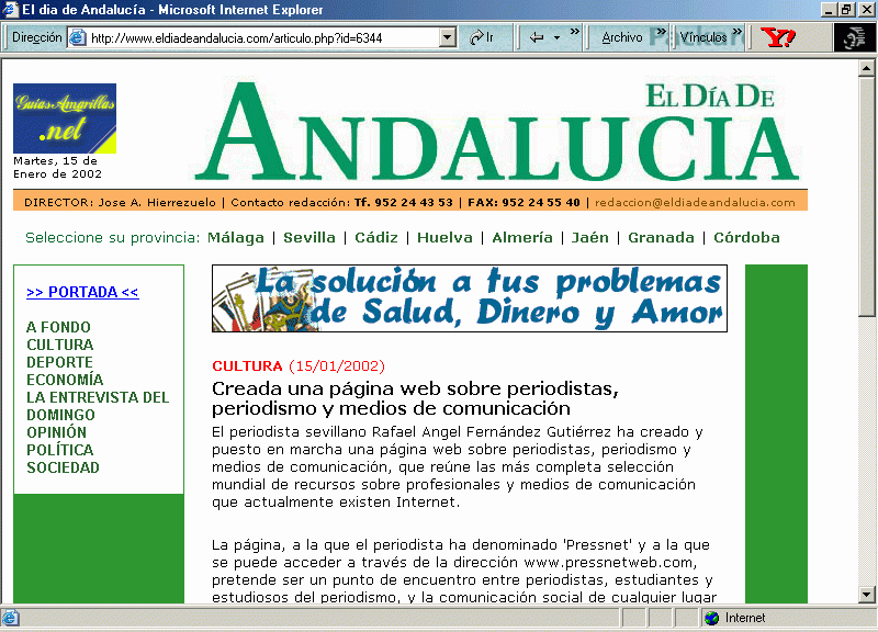 El Da de Andaluca (15-01-2002) A / Pulse Aqu para Visitar su Web