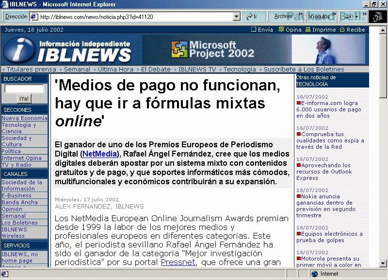 IBLNews (A) (17 de Julio de 2002) / Pulse Aqu para Visitar su Web