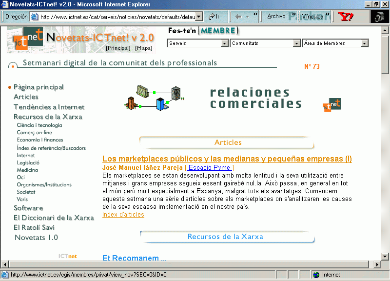 ICT net! (N 73. Marzo 2002. Edicin en Cataln) A / Pulse Aqu para Visitar su Web