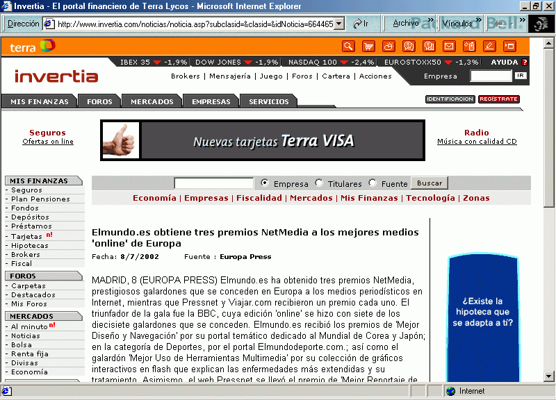 Invertia(A)  (8 de Julio de 2002) / Pulse Aqu para Visitar su Web