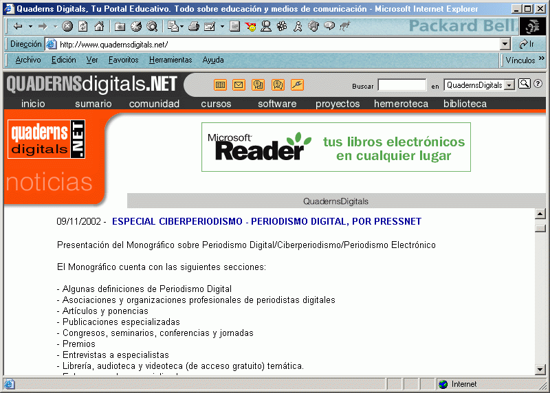 Quaderns Ditals (A) (9 de Noviembre de 2002) / Pulse Aqu para Visitar su Web