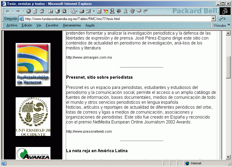 Revista Mexicana de Comunicacin (B) (N 77. Septiembre - Octubre de 2002) / Pulse Aqu para Visitar su Web