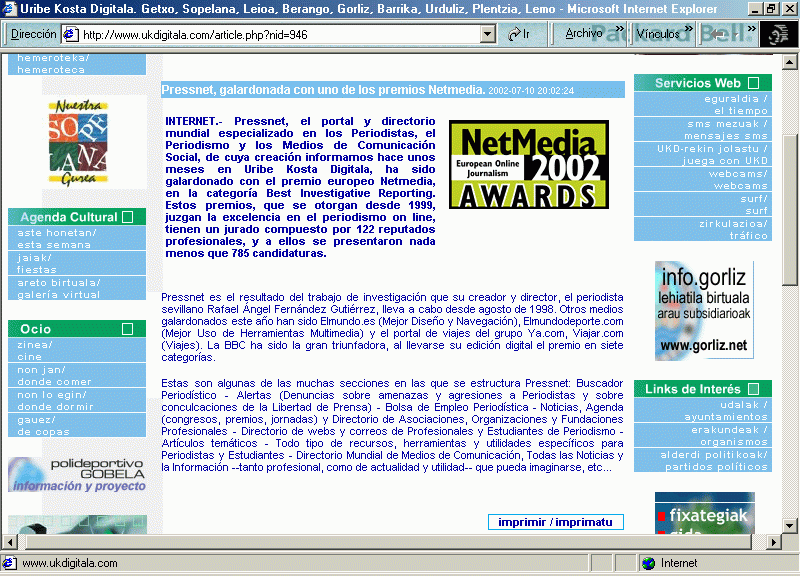 Uribe Kosta Digitala  (B)  (10 de Julio de 2002) / Pulse Aqu para Visitar su Web