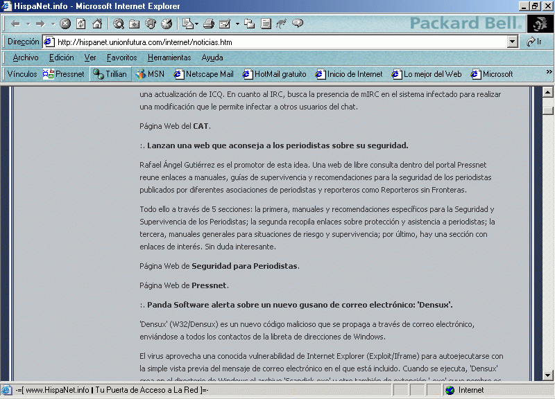HispaNet (B) (17-03-2003) / Pulse Aqu para Visitar su Web