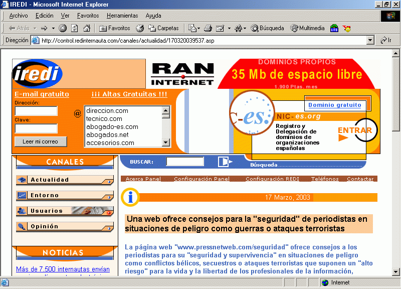 IREDI Red Internauta (A) (17-03-2003) / Pulse Aqu para Visitar su Web