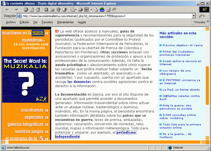 La Corriente Alterna (B) (20-03-2003) / Pulse Aqu para Visitar su Web