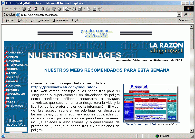 La Razn (24-03-2003) / Pulse Aqu para Visitar su Web