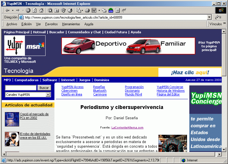 Yupi MSN (A) (20-03-2003) / Pulse Aqu para Visitar su Web