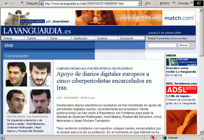 La Vanguardia (20-10-2004) A / Pulse Aqu para Visitar su Web
