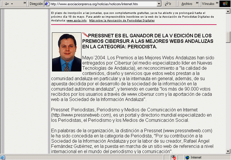 Asociacin de la Prensa de Sevilla (APS) (20-05-2004) (C) / Pulse Aqu para Visitar su Web