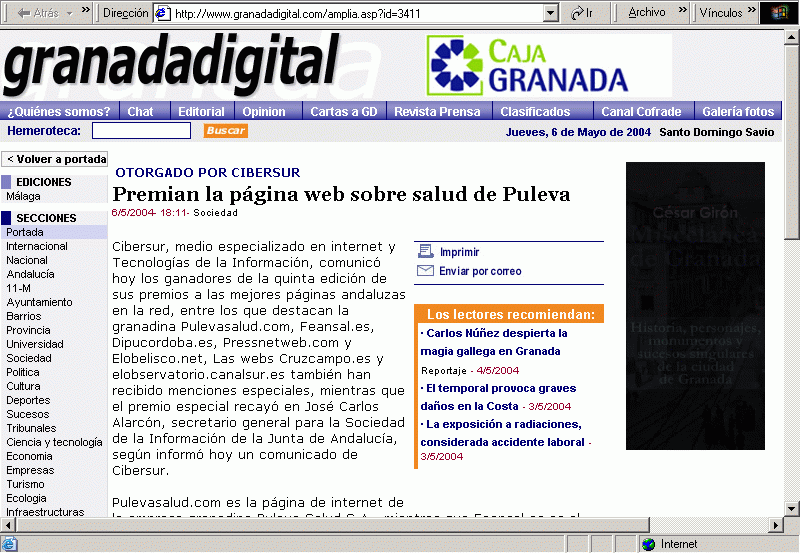Granada Digital (06-05-2004) A / Pulse Aqu para Visitar su Web