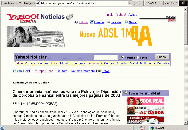 Yahoo (12-05-2004) A / Pulse Aqu para Visitar su Web