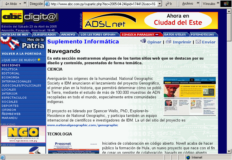 ABC Color (23-04-2005) (A) / Pulse Aqu para Visitar su Web