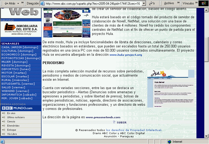 ABC Color (23-04-2005) (B) / Pulse Aqu para Visitar su Web